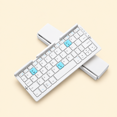 Foldable White Bluetooth Keyboard