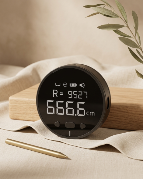 Digital tape measure UAE – mini electronic rolling ruler with LCD display showing 666.6cm reading